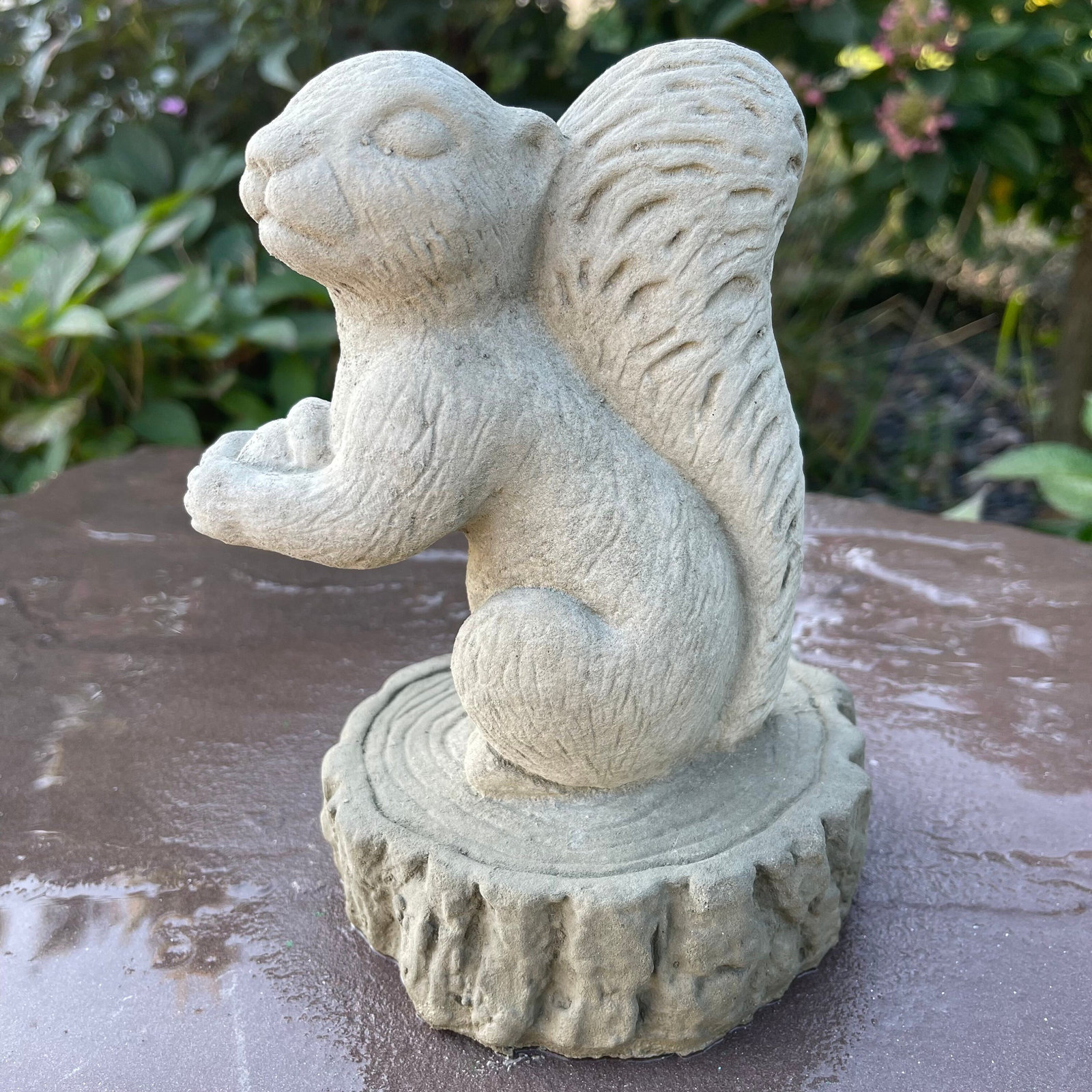 Concrete Squirrel Lawn Ornament 8” Large Outdoor Cement Chipmunk Garden Statue S - $37.25