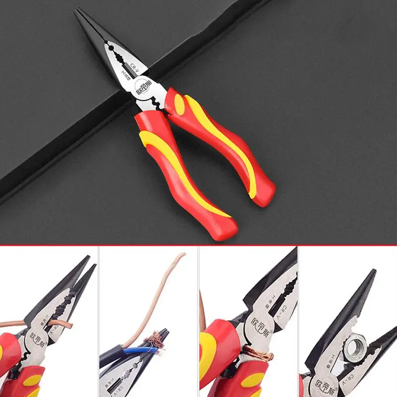 Multifunctional Steel Pliers 6/8 Inches Needle Nose Long Nose Pliers Wire Cutter - £12.38 GBP+