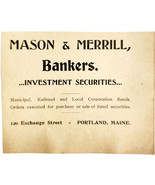 1906 Mason &amp; Merrill Railroad Bankers Advertisement Portland Maine Banki... - $368.02 MXN