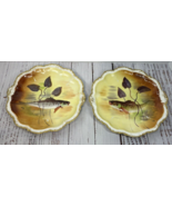 Hand Painted Limoges Comte D&#39;artois France Fish Plates Gold Trimmed Sign... - £70.61 GBP