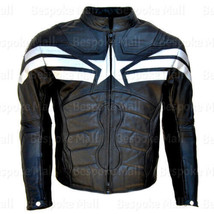 New Captain America Avengers Endgame MEN Costume Real Leather Biker Jacket-210 - £176.39 GBP