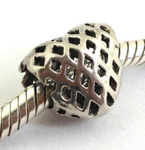 Authentic Chamilia Crosshatch Heart Charm, Sterling Silver, Ga-80, New - $18.99