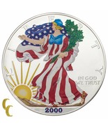 2000 Peint Marche Liberty Argent 1oz American Eagle W / Boîte &amp; COA - €65,51 EUR