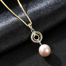 S925 Sterling Silver Necklace Silver Pearl Pendant With 3A Zircon Plated 18K Tru - £19.18 GBP