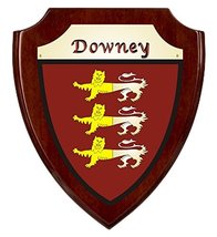 Downey Irish Coat of Arms Shield Plaque - Rosewood Finish - $48.00