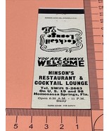 Matchbook Cover  Himson’s Restaurant &amp; Coctail Lounge  Homosassa Springs... - $227.88 MXN