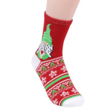 Cute Holiday Gnome Elf Snowflake Crew Socks Novelty Christmas Winter Women Girls - £3.79 GBP