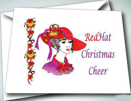6 Red Hat Happy Holiday cards w/ envelopes FOR RED HAT LADIES OF SOCIETY - $12.19