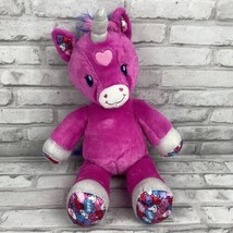 Build A Bear Candy Hearts Unicorn 17&quot; Plush Hot Pink Purple XOXO BFF Girl Power - £17.22 GBP