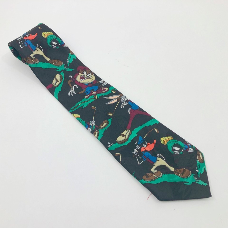 Looney Tunes Mania Vintage 1994 Daffy Duck Black &amp; Multi-Color Tie - $19.79