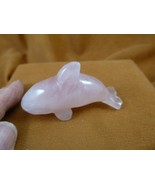 Y-WHA-KI-723) Rose quartz crystal KILLER WHALE ORCA gemstone figurine ge... - $31.94 CAD