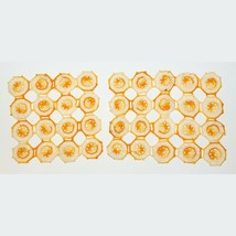 2 Vintage Crochet Cotton Lace Orange Yellow White Square Rectangular Doilies Mat - £9.47 GBP