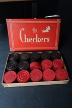 Vtg Rare Wood Checker Set 15 Black 15 Red Nice Set No Board - $29.99