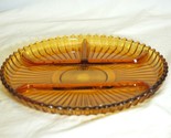 Indiana Glass Ribbed Amber Tray Plate Divided Relish 4 Part Dish - £17.06 GBP