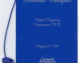Hyatt Regency Hotel Awards Banquet Menu 1987 Vancouver BC General American  - £14.24 GBP