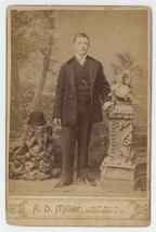 Antique c1880s ID&#39;d Cabinet Card Arthur Hauck In Stylish Suit Hat Springfield OH - £12.34 GBP
