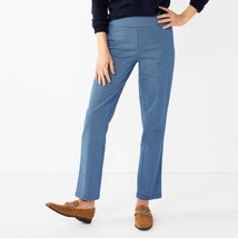 Croft Barrow Effortless Stretch Pants Womens 4 Blue Geometric Pull On NEW - £19.51 GBP