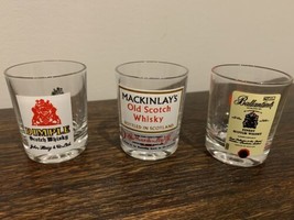 Set of three Scotch shot glasses Mackinlsy&#39;s Ballantine, Dimple - £13.70 GBP