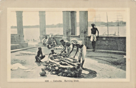 CALCUTTA INDIA~BURNING CREMATION GHAT~1913 PHOTO POSTCARD - $11.07