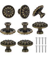8 Pack Antique Brass Drawer Knobs Vintage Round Cabinet Pulls 1.18 Inch - $14.99