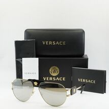 VERSACE VE2252 10026G Gold/Light Gray Mirrored Silver 63-12-145 Sunglass... - $195.95