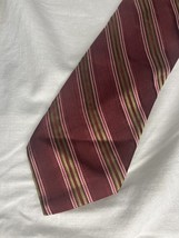 Daniel Cremieux Tie Burgundy Gold Stripes 100% Silk - $186.21 MXN