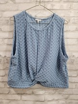 Iris Women 3X Blue Cinched Workout Crop Top Blouse Sleeveless Tank 19.5&quot;... - $18.99