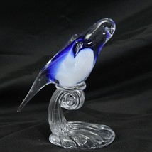 Art Glass Murano Handblown Bird Clear and Shades Of Blue Figurine Italy - £46.84 GBP