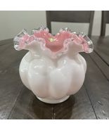 Fenton Peach Pink Crest Mellon Vase Silver Crest White Milk Glass Sticke... - $909.02 MXN