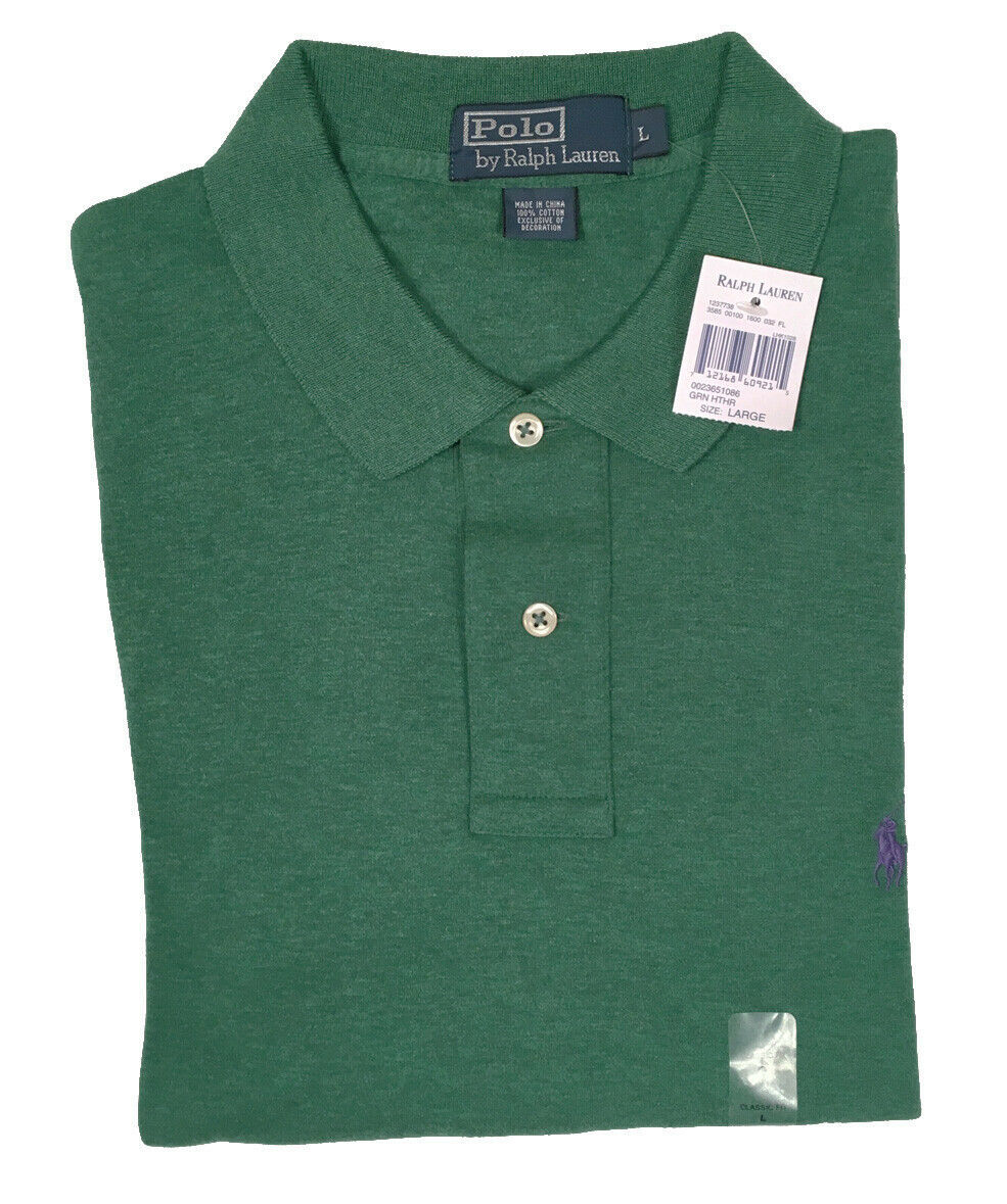 NEW! Polo Ralph Lauren Polo Shirt!  Green Heather  Classic Fit   *Smooth Cotton* - £31.96 GBP