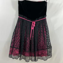 Betsey Johnson Women party Dress Black Pink lace tulle velvet silk Sz 4 - £31.86 GBP