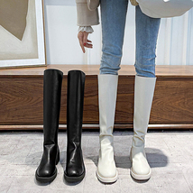 Knee-length Boots Spring New British Style Zipper Fashion Boots Women&#39;s Microfib - £78.65 GBP