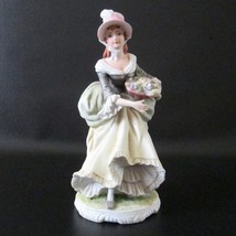 Vintage Lefton Figurine Woman With Flower Basket Hand Painted KW3045 Japan 7&quot; - $19.77