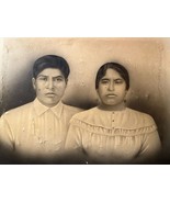 Antique PHOTOGRAPH On CanvasMexican Native Couple Woman &amp; Man Husbands 1... - $93.49