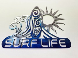 Surf Life Metal Wall Art  - Sun  Waves and Surf  15 1/2&quot; x 18&quot; wide Blue... - £39.49 GBP