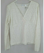 Emma James Women&#39;s Lined White Floral Lace Blouse Size Large - $23.69 CAD