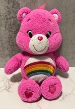 14” Care Bears Cheer Bear Plush Stuffed Animal-Pink-Rainbow Belly 2016 - £7.28 GBP
