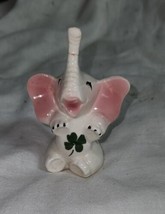 Cute Lucky Ceramic Elephant 4 Leaf Clover Shelf Sitter Wall Decor Knick Knack - £7.98 GBP