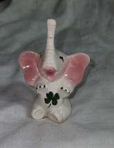 Cute Lucky Ceramic Elephant 4 Leaf Clover Shelf Sitter Wall Decor Knick Knack - £7.82 GBP