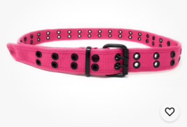 Premium Double Row Grommet Pink Belt 2 Hole Canvas Web Stud Biker Punk Emo - $9.95
