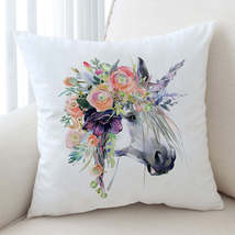 Floral Head Unicorn Cushion Cover - $12.90