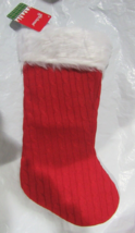Christmas Stocking Knit Red 19&quot; tall  10&quot; wide by glitzhome - £19.65 GBP