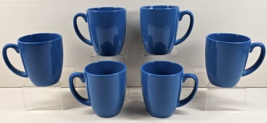 6 Corelle Coordinates Stoneware Solid Blue Mugs Set Corning Coffee Cups ... - $39.27