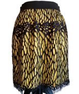 Robert Rodriguez Yellow Black Lace Overlay Skirt 4 Above Knee Pencil Str... - $23.02