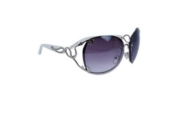 Sunglasses UV 400 White Silver Frame Oversize UV 400 Polycarbonate Lens Black - £11.99 GBP
