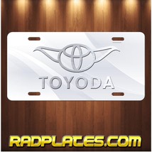 Toyoda Star Wars Yoda Art On Silver And White Aluminum Vanity License Plate Tag - £15.45 GBP