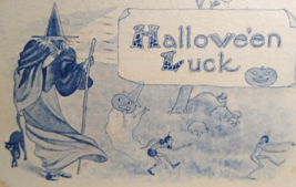 Halloween Luck Postcard Fantasy Running Fairies Goblins Witch  Barton &amp; ... - $71.25