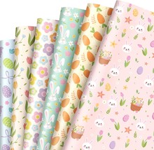 12 Sheets Easter Wrapping Paper 27.6 x 19.7 Inch Spring Bunny Rabbit Egg Flower  - £24.01 GBP
