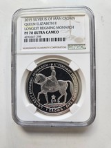2015 Isle of Man Crown Queen Longest Reigning Monarch Silver PF70 Ultra ... - $124.95