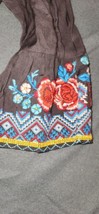 Andree By Unit Boho Embroidered Floral Chocolate Brown Blouse Tunic - Sz Small  - £15.60 GBP